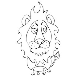 Cartoon funny lion for coloring book isolated vector