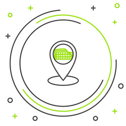 black and green line map pointer with coliseum vector image
