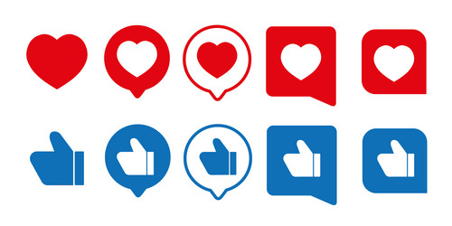 Blue thumb up icon with pink heart balloon vector