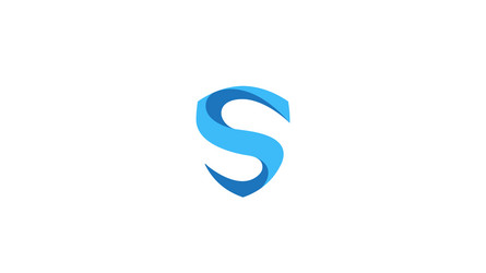 Creative blue shield letter s technology logo Vector Image