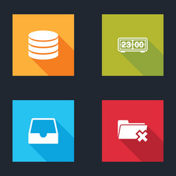 set database retro flip clock social media inbox vector image