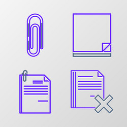 set line delete file document and paper clip vector image