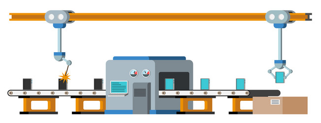 assembly line automated conveyor system vector image