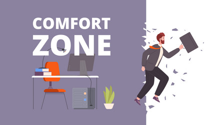 exit from comfort zone dapper employee jump vector