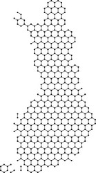 finland map from abstract futuristic hexagonal vector image