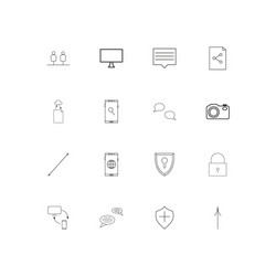 network and database linear thin icons set vector image