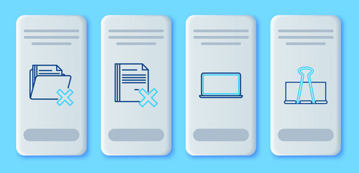 set line delete file document laptop folder vector image