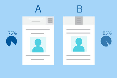 a-b comparison split testing concept computer vector image