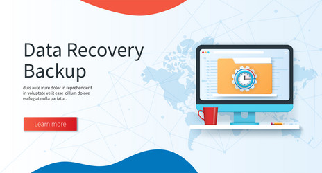 data recovery backup banner computer with folder vector image