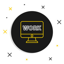 line computer monitor with text work icon isolated vector image