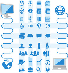 package of icons business and computer vector