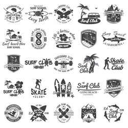 Surf & Skate Club Badges Vector Image