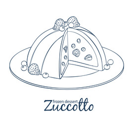 Zucotto dessert with berries icon cartoon vector