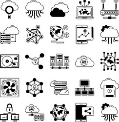 data and networking icons set every single vector image
