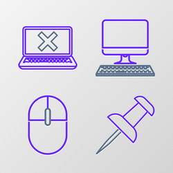 set line push pin computer mouse monitor vector image