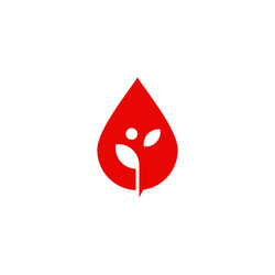Blood drop leaf sprout logo icon vector