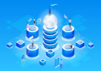 concept of data network management isometric vector image