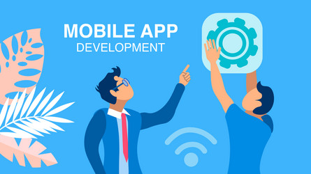 Mobile app development flat banner concept vector