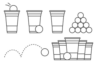 Beer pong cup mascot plastic and ball Royalty Free Vector