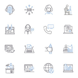 Progressive organization line icons collection vector