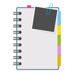 clean open notepad on a spiral with bookmarks vector image