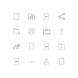 files and folders sign linear thin icons set vector image