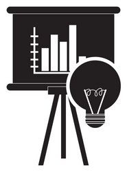 graph chart and regular lightbulb icon vector image