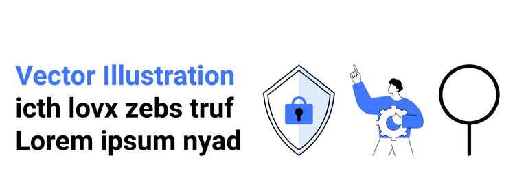 man pointing to security shield with lock vector image