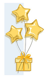 Present golden stars balloons falling gift box vector