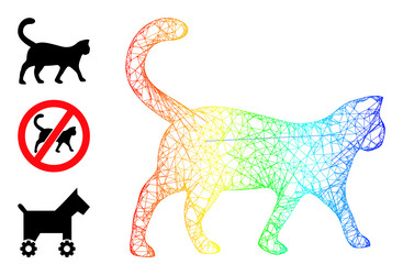 rainbow gradient net mesh cat icon vector image