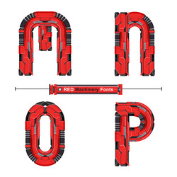 Alphabet typography font red machinery style vector