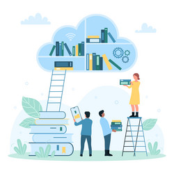 cloud library digital database for education vector image