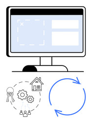 digital workflow concept with monitor property vector image