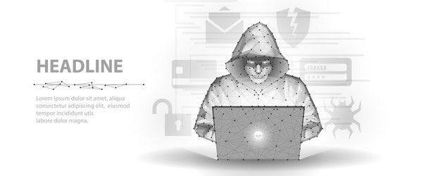 hacker cyber criminal with laptop and related vector image