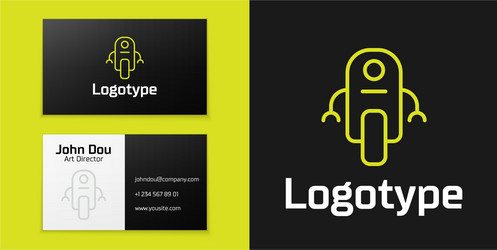 Logotype line robot icon isolated on black vector