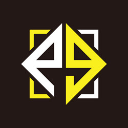 P g initials quadrangle monogram with square vector