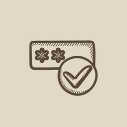 Password with check mark sketch icon vector