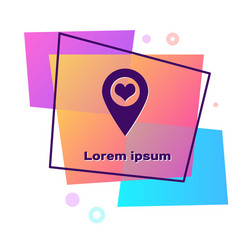 purple map pointer with heart icon isolated vector image