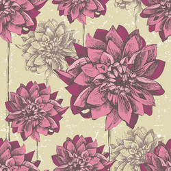 Retro Dahlia Seamless Pattern vector image