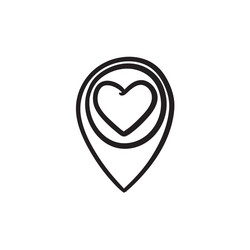 Map pointer with heart sketch icon vector