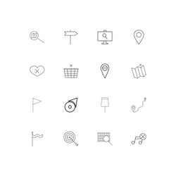 maps and navigation linear thin icons set vector image