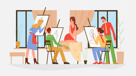 master class lesson in art studio team of talent vector image