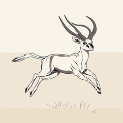 Antelope running in the field sketch graphics vector