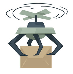 drone delivering boxes automated delivery system vector image