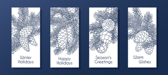 set of compositions with coniferous branches vector image