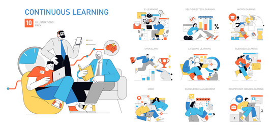 continuous learning set vector image