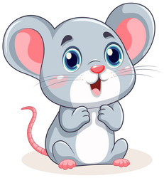 Cute little mouse with big ears cartoon character vector