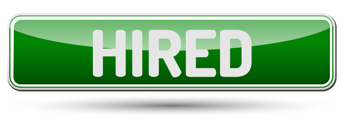 hired - abstract beautiful button with text vector