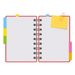 Open notepad with clean sheets on a spiral vector