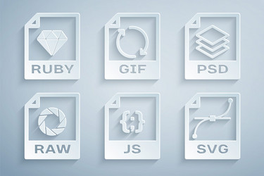Set js file document psd raw svg gif and ruby vector